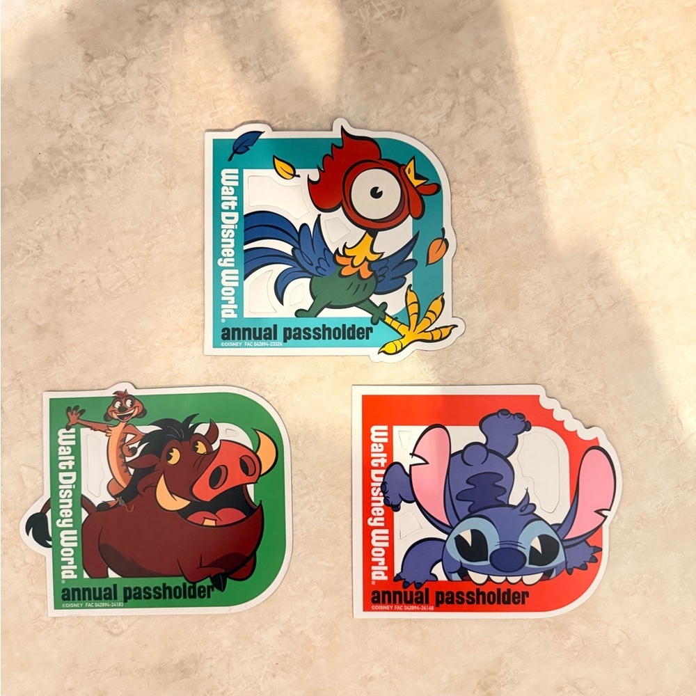 Walt Disney World Annual Passholder Magnets Stitch Pumba Timon Hei Hei